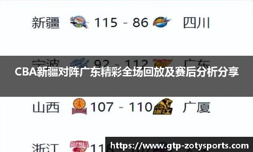 CBA新疆对阵广东精彩全场回放及赛后分析分享